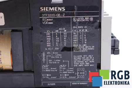 3TF3200-0B-Z SIEMENS AC-1 30A 690VAC 24VDC 3PÓLOVÝ