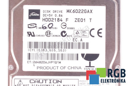MK6022GAX TOSHIBA 60GB, ATA, 2.5", HDD