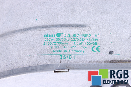 D2E097-BI52-A4 EBM PAPST 230VAC 45W 2450/MIN VĚTRÁK MOTORU