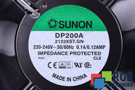 DP200A2123XST SUNON DP200A DP200A2123XST.GN 120X120X38MM, 230V VENTILÁTOR