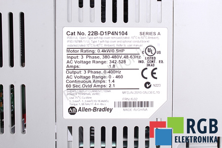 22B-D1P4N104 ALLEN BRADLEY SERIES A POWER FLEX 40
