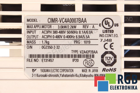 CIMR-VC4A0007BAA YASKAWA V1000 BEZ KRYTU