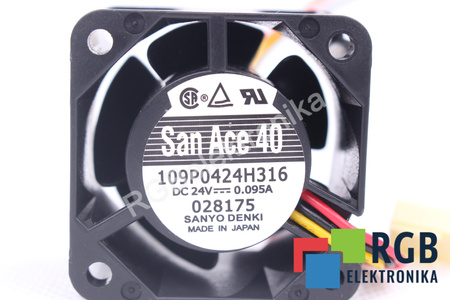 109P0424H316 SANYO DENKI SAN ACE 40 40X40X28MM, 24V VENTILÁTOR