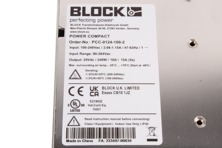 PCC-0124-100-2 BLOCK SPÍNANÝ NAPÁJECÍ ZDROJ