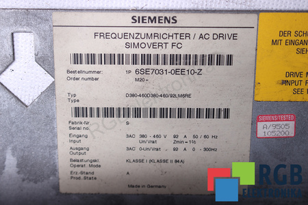 6SE7031-0EE10-Z SIEMENS Z=M20 SIMOVERT FC