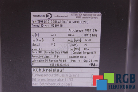 TPM010-005I-600K-OW1-030UL273 WITTENSTEIN MOTION CONTROL KRYT MOTORU