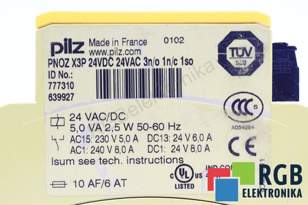 PNOZ X3P 24VDC 24VAC 3N/O 1N/C 1SO PILZ 777310 BEZPEČNOSTNÍ RELÉ