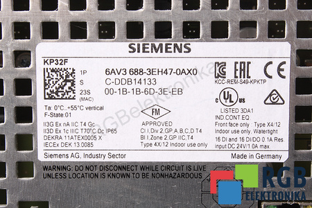 6AV3688-3EH47-0AX0 SIEMENS SIMATIC HMI KP32F PN