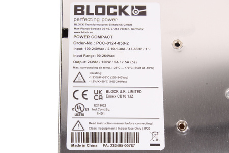 PCC-0124-050-2 BLOCK SPÍNANÝ NAPÁJECÍ ZDROJ