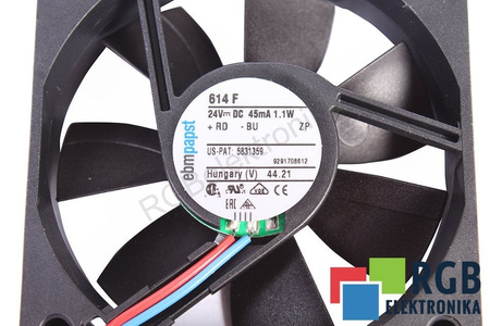 614 F EBM PAPST 60X60X15, 24V VENTILÁTOR