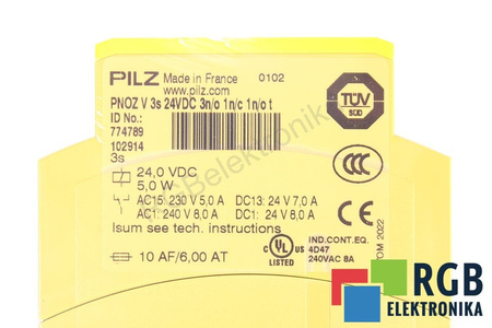 PNOZ V 3S 24VDC 3N/O 1N/C 1N/O T PILZ 774789 BEZPEČNOSTNÍ RELÉ