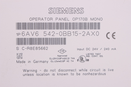 6AV6542-0BB15-2AX0 SIEMENS SIMATIC HMI OP170B