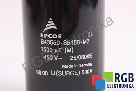 KONDENZÁTOR B43550-S5158-M2 EPCOS U SURGE 500V 1500UF, 450VDC