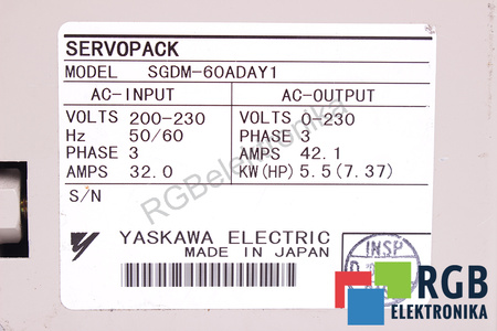 SGDM-60ADAY1 YASKAWA SERVOPACK