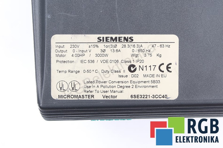 6SE3221-3CC40 SIEMENS MICROMASTER VECTOR