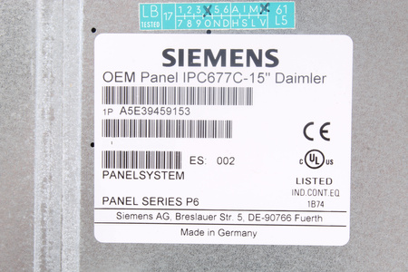 A5E39459153 SIEMENS OEM PANEL IPC677C-15"DAIMLER PANEL PRO POČÍTAČ
