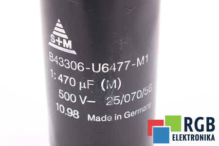 KONDENZÁTOR B43306-U6477-M1 S+M 25/070/56 470UF, 500VDC