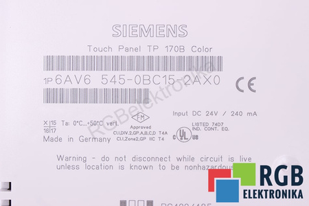 6AV6545-0BC15-2AX0 SIEMENS TP 170B COLOR