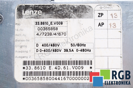 33.8610_E.V009 LENZE 8600 ID.NR. 00365858