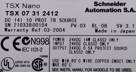 TSX07312412 SCHNEIDER ELECTRIC TSX NANO