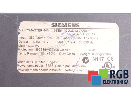 6SE6440-2UD13-7AA0 SIEMENS MICROMASTER 440