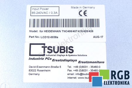 12-0038 NÁHRADA K HEIDENHAIN BC110B TNC407 BC110B TNC425 BC110B TNC406 BC110B TNC415 BC110B TNC426 LCD MONITOR