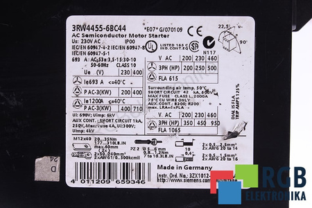 3RW4455-6BC44 SIEMENS SIRIUS AC SEMICONDUCTOR MOTOR STARTER