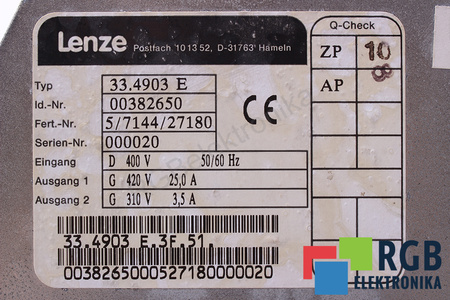 33.4903E LENZE ID.-NR. 00382650