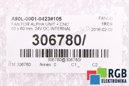A90L-0001-0423#105 FANUC 60X60X15MM, 24V, 0.13A VENTILÁTOR
