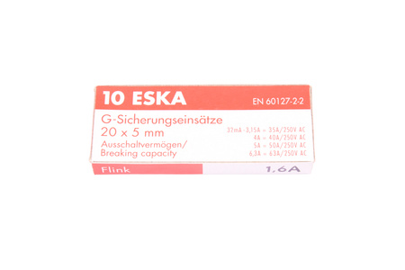 RYCHLÁ VÁLCOVÁ SKLENĚNÁ POJISTKA 520.619 ESKA ZKS-1.6A 250V, 1.6A, 5X20MM, 10PCS