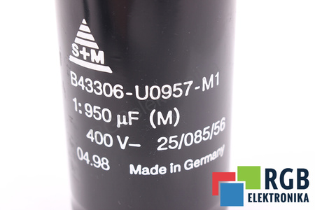 KONDENZÁTOR B43306-U0957-M1 S+M 25/085/56 950UF, 400VDC