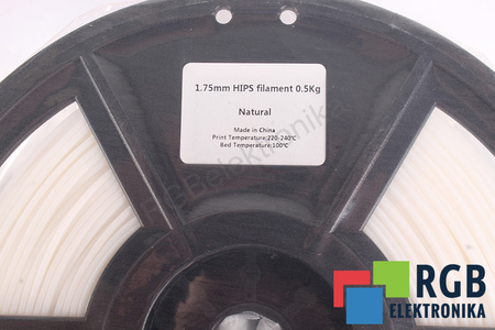 1,75MM HIPS FILAMENT 0.5KG NATURAL FLASHFORGE VNĚJŠÍ ROZMĚR CÍVKY 180MM, VNITŘNÍ ROZMĚR CÍVKY 50MM, ŠÍŘKA CÍVKY 45MM